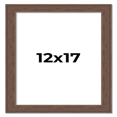 12x17 Frame Brown Farmhouse Solid Wood Picture Frame Width 1.5 Inches | Interior Frame Depth 0.5 Inches | Rustic Barnwood Brown Distressed Frame with UV Acrylic, Foam Board Backing & Hanging Hardware