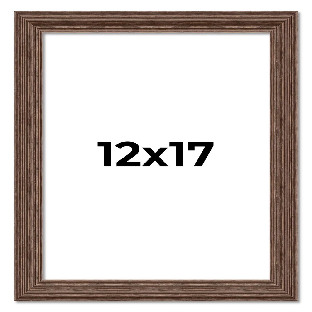 12x17 Frame Brown Farmhouse Solid Wood Picture Frame Width 1.5 Inches | Interior Frame Depth 0.5 Inches | Rustic Barnwood Brown Distressed Frame with UV Acrylic, Foam Board Backing & Hanging Hardware