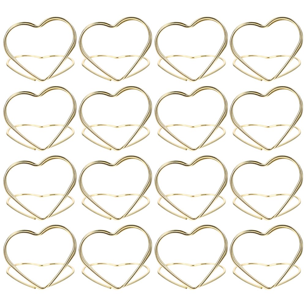 Zerodeko 20pcs Metal Memo Clips Adorable Tabletop Card Holders for Photos Notes for Weddings Parties and Home Decor Heart-Shaped Design