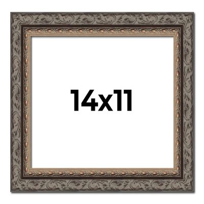 14x11 Frame Black and Gold Ornate Fitz Solid Wood Picture Frame Width 2 Inches | Interior Depth 0.5 Inches | Fitz Black Traditional Photo Frame with UV Acrylic, Foam Board Backing & Hanging Hardware