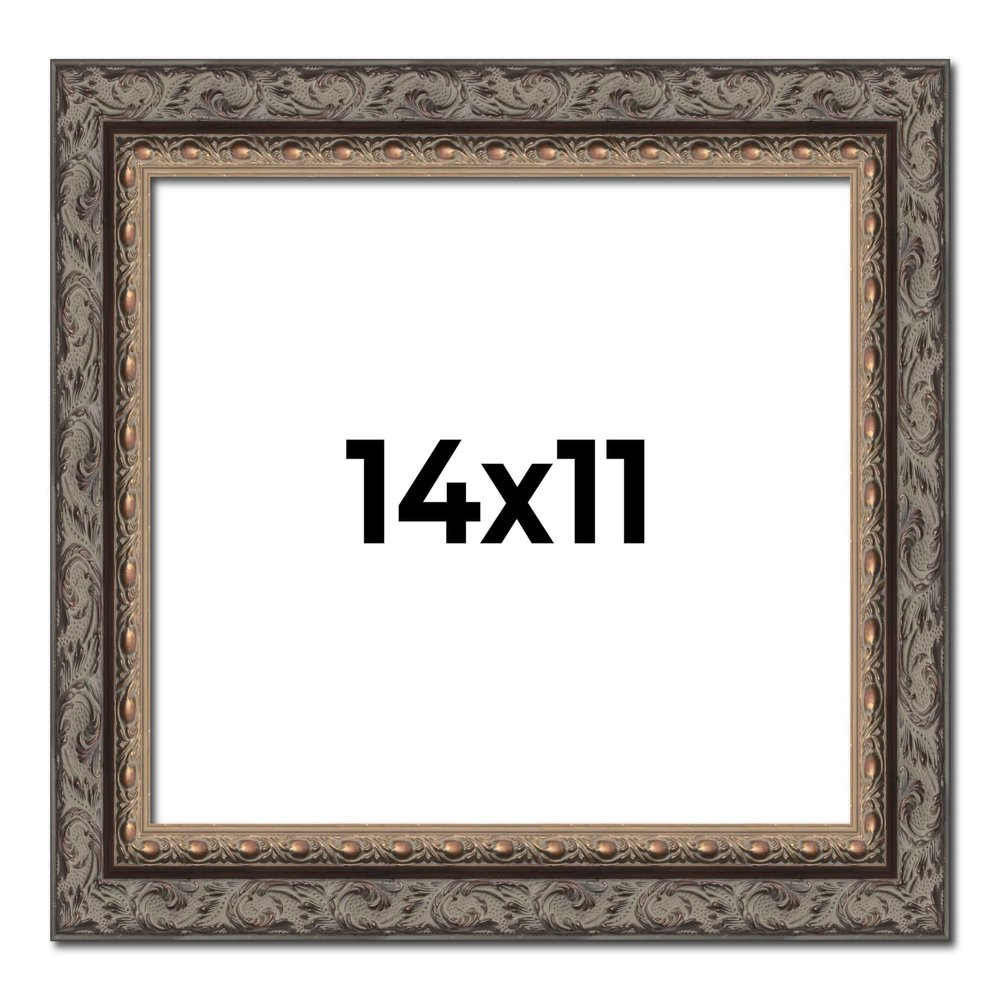 14x11 Frame Black and Gold Ornate Fitz Solid Wood Picture Frame Width 2 Inches | Interior Depth 0.5 Inches | Fitz Black Traditional Photo Frame with UV Acrylic, Foam Board Backing & Hanging Hardware