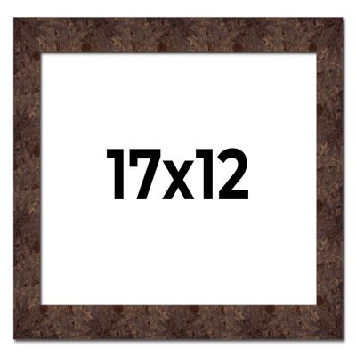 17x12 Frame Brown Burl Real Wood Picture Frame Width 1.625 Inches | Interior Frame Depth 0.5 Inches | Dracon Traditional Photo Frame Complete with UV Acrylic, Foam Board Backing & Hanging Hardware