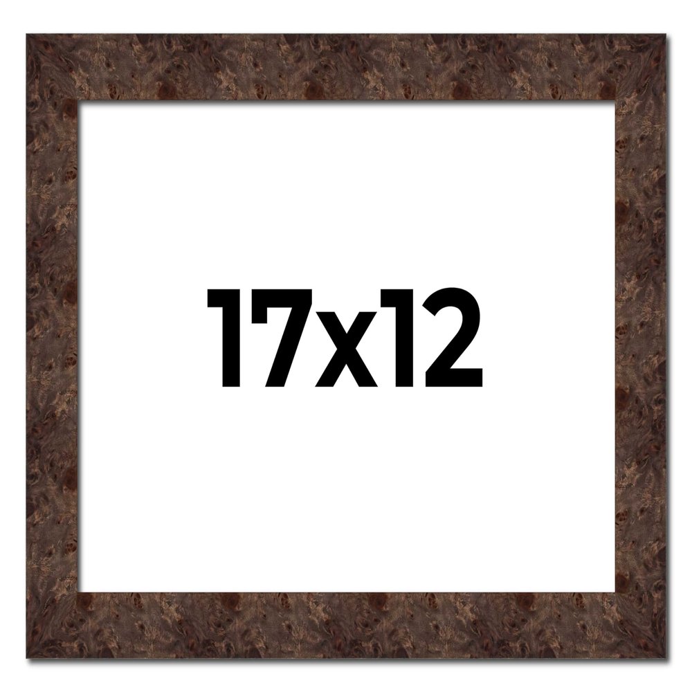 17x12 Frame Brown Burl Real Wood Picture Frame Width 1.625 Inches | Interior Frame Depth 0.5 Inches | Dracon Traditional Photo Frame Complete with UV Acrylic, Foam Board Backing & Hanging Hardware
