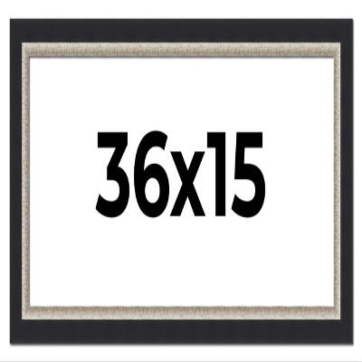 36x15 Frame Black Real Wood Picture Frame Width 2.25 Inches | Interior Frame Depth 0.5 Inches | Bridger Silver Traditional Photo Frame Complete with UV Acrylic, Foam Board Backing & Hanging Hardware