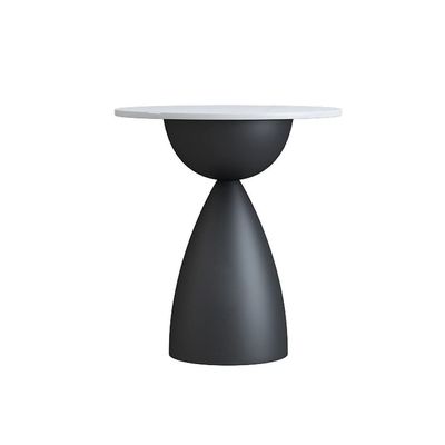 ADIE Coffee Table Round Side Table Creative Metal Base Nightstand Suitable for Living Room Bedroom Office Small Space 17.7 * 22.4in Coffee Table for Living Room (Color : Black)