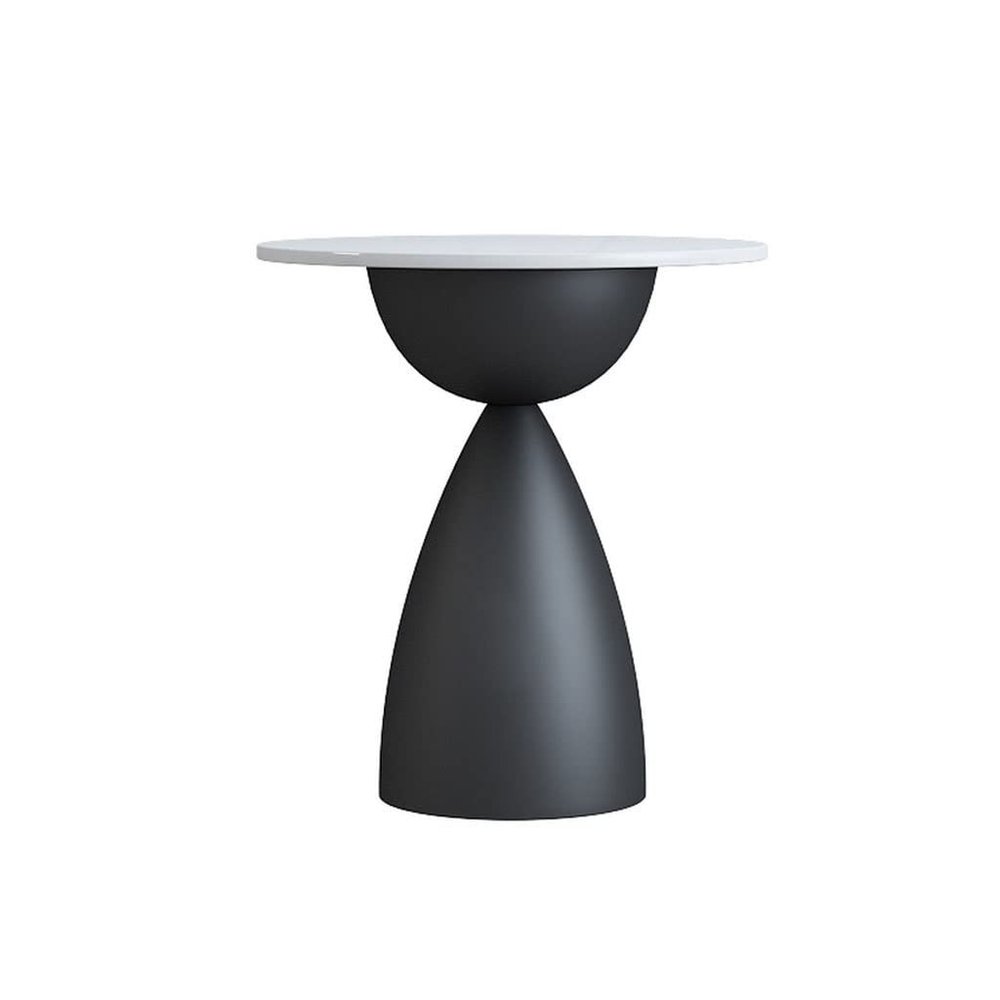 ADIE Coffee Table Round Side Table Creative Metal Base Nightstand Suitable for Living Room Bedroom Office Small Space 17.7 * 22.4in Coffee Table for Living Room (Color : Black)