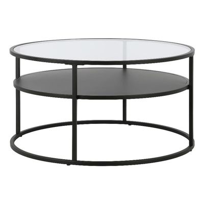 Ada 32" Wide Round Coffee Table in Blackened Bronze
