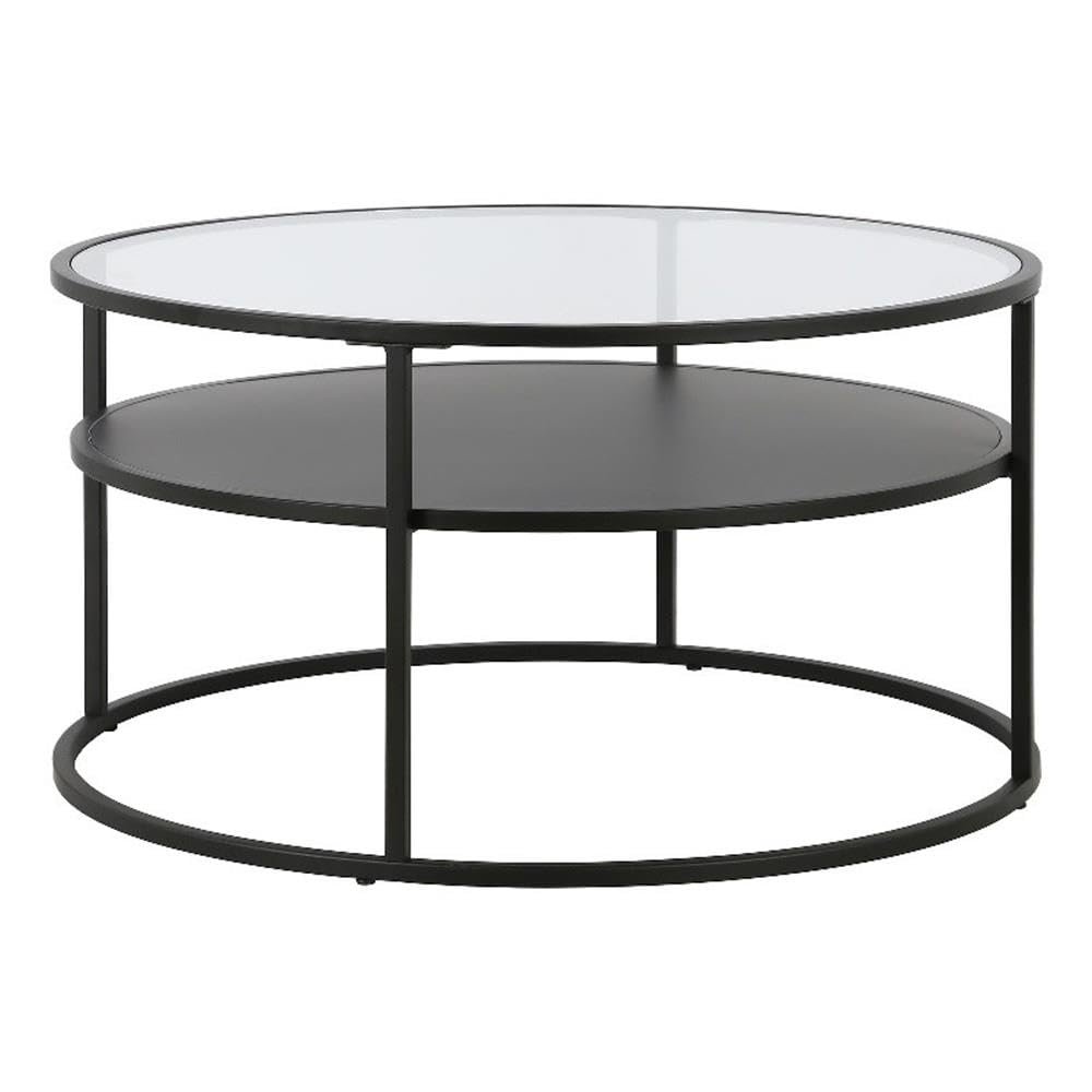 Ada 32" Wide Round Coffee Table in Blackened Bronze