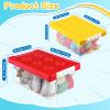 Vicenpal 4 Pack Toy Storage Containers with Lids Brick Shaped Kids Toy Organizer Box Plastic Clear Stackable Bin Chest for Building Block Dolls(Large, Small,Red, Yellow, Blue, Green) view 2