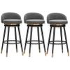 Guyifuny Modern Bar Stool with Back, Set of 3, Counter Height Stool, Barstools for Kitchen Counter, Velvet Upholstered, 360 Swivel, Black Metal Footrest view 1