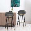 Guyifuny Modern Bar Stool with Back, Set of 3, Counter Height Stool, Barstools for Kitchen Counter, Velvet Upholstered, 360 Swivel, Black Metal Footrest view 2
