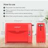 prepAmeal Long Slot Toaster 2 Slice Toaster with 6 Shade Settings, Bagel/Cancel, Extra Wide Slots, Removable Crumb Tray, for Bagels, Waffles, Breads, Puff Pastry, Snacks (2-Slice, Red) view 2