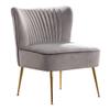 WO Home Furniture 25" Wide Tufted Velvet Accent Chair with Rust Resistant Golden Metal Legs, Premium Quality Rust Resistant Seat for Your Den, Living Room, Bedroom, Inside Area, (Gray) view 1