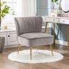 WO Home Furniture 25" Wide Tufted Velvet Accent Chair with Rust Resistant Golden Metal Legs, Premium Quality Rust Resistant Seat for Your Den, Living Room, Bedroom, Inside Area, (Gray) view 2