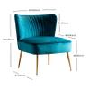 WO Home Furniture 25" Wide Tufted Velvet Accent Chair with Rust Resistant Golden Metal Legs, Premium Quality Rust Resistant Seat for Your Den, Living Room, Bedroom, Inside Area, (Gray) view 3