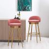 Guyifuny Velvet Barstools with Backrest, Gold Metal Round Bar Stool Set of 4, Counter Height Stool, Kitchen Bistro Chairs for Kitchen Dining Party Bar view 2