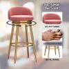 Guyifuny Velvet Barstools with Backrest, Gold Metal Round Bar Stool Set of 4, Counter Height Stool, Kitchen Bistro Chairs for Kitchen Dining Party Bar view 4