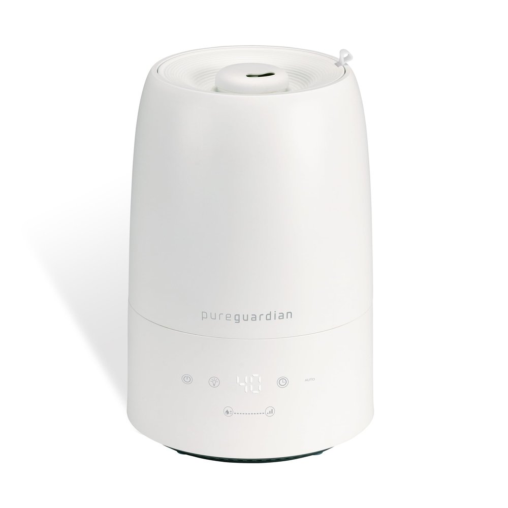 PureGuardian 30-Hour .50 Gallon Top Fill Cool Mist Ultrasonic Humidifier for Large Rooms with Humidistat, 12-Hour Timer, Aroma Tray for Bedroom, Living Room, Office, White, H955W