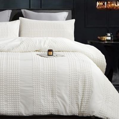 Cupocupa King Size Comforter Set, White Boho Tufted with Pom-Pom Trim, Soft Jacquard, Lightweight, 3-Piece Set, All-Season