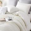 Cupocupa King Size Comforter Set, White Boho Tufted with Pom-Pom Trim, Soft Jacquard, Lightweight, 3-Piece Set, All-Season view 4