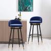 Guyifuny Set of 4 Counter Height Bar Stools, Velvet Swivel Barstools with Back, Black Metal Leg Bar Chairs for Kitchen Bistro Pub Dining Room Counter view 2