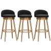 Guyifuny Swivel Bar Stools - Set of 3 for Kitchen Counter, Tall Barstools Velvet Kitchen Island Chair, Gold Metal Footrest, 150kg Bear Capacity view 1