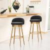 Guyifuny Swivel Bar Stools - Set of 3 for Kitchen Counter, Tall Barstools Velvet Kitchen Island Chair, Gold Metal Footrest, 150kg Bear Capacity view 2