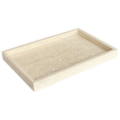 StonePlus Natural Marble Vanity Tray, Cosmetics Towels Tray, Decorative Tray, Catchall Tray for Dresser Bathroom Kitchen (Beige Travertine, 11.8L x 7.87W x 1.18H)
