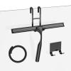 Shower Squeegee for Glass Doors, 10-Inch Stainless Steel Squeegee Bathroom Doors Mirror Car Windows with Matching Hooks Holder and Replacement Blade (Black) view 1