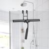 Shower Squeegee for Glass Doors, 10-Inch Stainless Steel Squeegee Bathroom Doors Mirror Car Windows with Matching Hooks Holder and Replacement Blade (Black) view 3