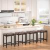 Aheaplus Bar Stools Set of 2, 24 Inch Counter-Height Stools Saddle Stool, PU Leather Barstools with Metal Base, Footrest, Industrial Stools for Dining Room Kitchen Island, Counter, Pub, Bar, Brown view 2