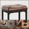 Aheaplus Bar Stools Set of 2, 24 Inch Counter-Height Stools Saddle Stool, PU Leather Barstools with Metal Base, Footrest, Industrial Stools for Dining Room Kitchen Island, Counter, Pub, Bar, Brown view 4