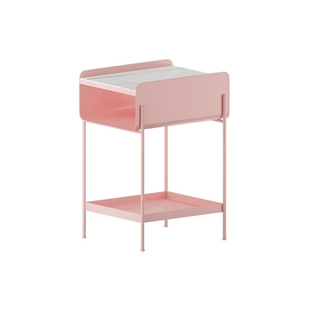ADIE Coffee Table Three-Layer Coffee Table Metal Simple Feature Table with Storage Shelf Suitable for Living Room Sofa End Tables Coffee Table for Living Room (Color : Pink)