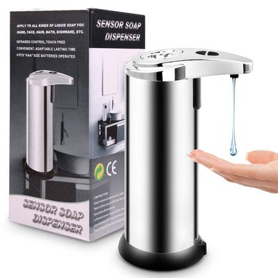 FKJLUN Soap Dispenser Pump Soap Dispenser Infrared Motion Sensor Touchless Hands-Free Automatic Liquid Soap Washer Bottle for Bathroom Home Office School Hand Lotion Bottle (Color : Silver)