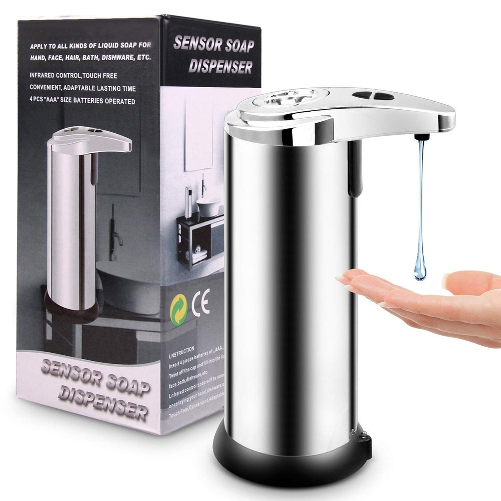 FKJLUN Soap Dispenser Pump Soap Dispenser Infrared Motion Sensor Touchless Hands-Free Automatic Liquid Soap Washer Bottle for Bathroom Home Office School Hand Lotion Bottle (Color : Silver)