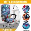 Smiry Stretch Printed Office Computer Chair Covers, Universal Desk Rotating Chair Slipcovers Removable Washable, Soft Fit Anti-Dust Spandex Protector Cover with Zipper, Blue Green view 4