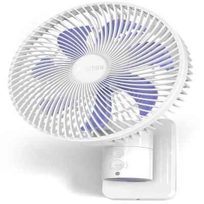 Airbition 8 Small Wall Mount Fan with Remote Control, 90Oscillating, 4 Speeds, Timer, Included 120 Adjustable Tilt, High Velocity, 70Inch Cord, for RV Bedroom Home Office Garage