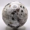 2.6" Rainbow Moonstone w/Quartz & Tourmaline Inclusions Sphere Polished Natural Sparkling Gemstone Crystal Mineral Feldspar Specimen Ball - India + Stand view 1