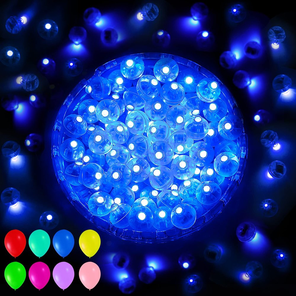 Aogist 100 Pcs Blue Balloon Light with Loop for Hanging, Mini Ball Lights LED Drinks Lights Round Tiny Light for Paper Lanterns Balloons Vases Birthday Party Event Wedding Decoration