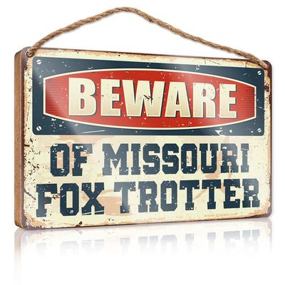 Front Door Wooden Sign Beware of Missouri Fox Trotter Sign Hanging Wooden Plaque Decoration Seasonal Door Decorations ( Size : 15X28CM )