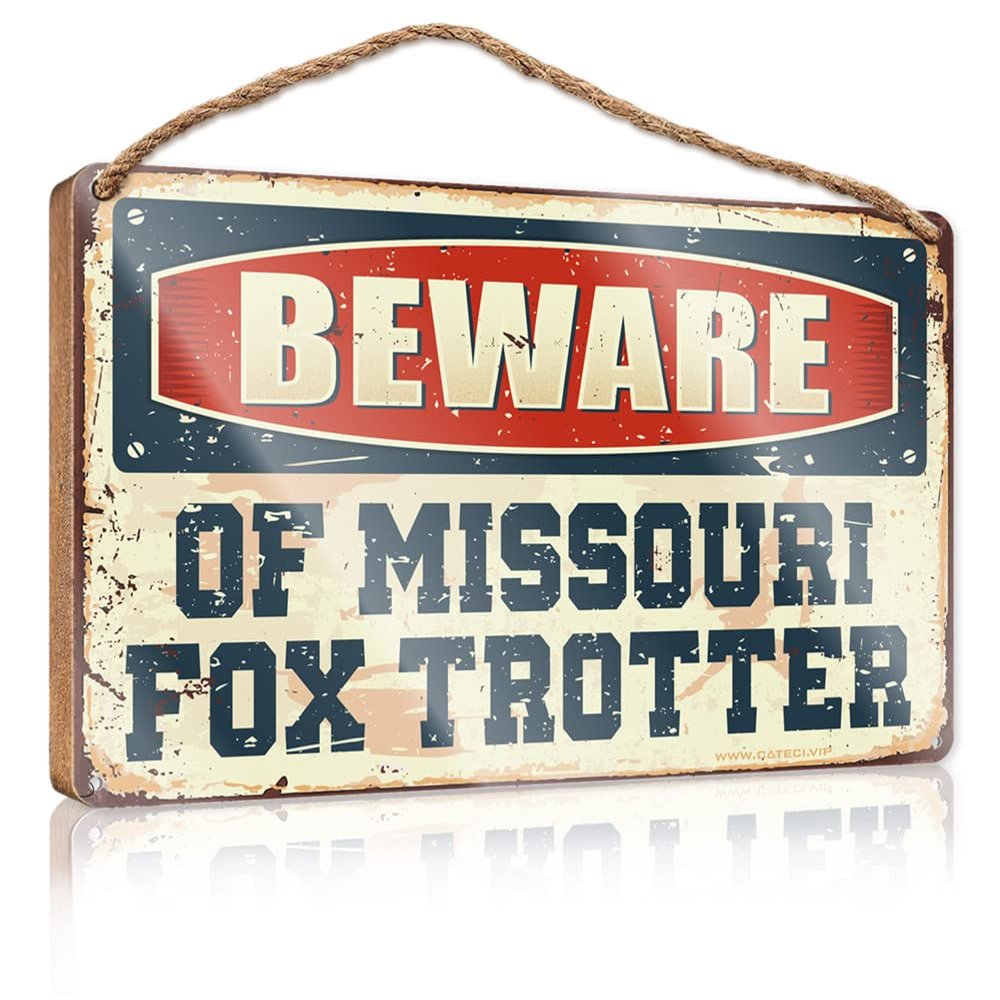 Front Door Wooden Sign Beware of Missouri Fox Trotter Sign Hanging Wooden Plaque Decoration Seasonal Door Decorations ( Size : 15X28CM )