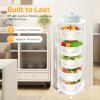 AKaSping 5 Tier Kitchen Storage Rack with Wheels 180 Rotating Storage Shelf Household Floor-Standing Movable Storage Rack for Kitchen Bathroom Living Room Storage Vegetable Fruit Snack view 3