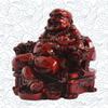 Addune Feng Shui Chinese Laughing Buddha Sitting on Dragon Chair Sculpture Handicrafts Resin Wealth Happy Lucky Statue for Home Decoration Gift (Resin, Red) view 4