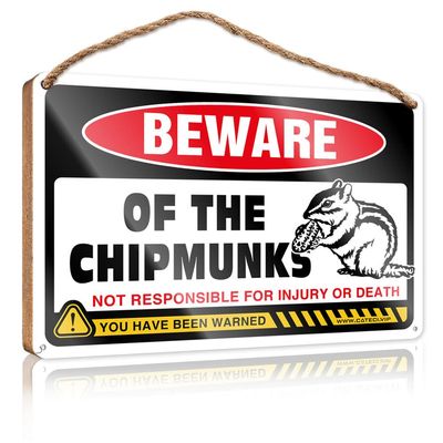 Winter Welcome Sign Beware of Chipmunks Sign Hanging Wooden Plaque Decoration Christmas Welcome Sign for Front Door ( Size : 15X28CM )
