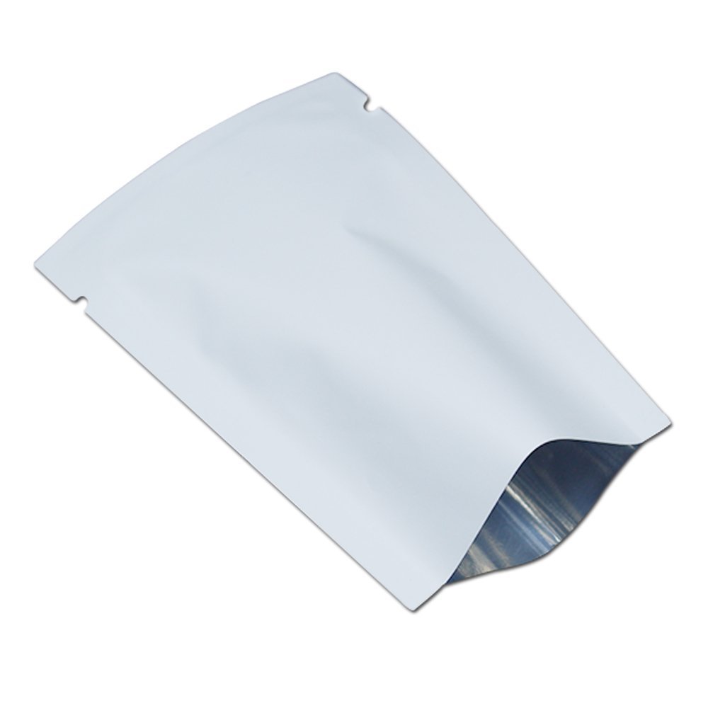 MITOB 200 Pieces White 2.36x3.54 inch Mylar Bags for Sample Shampoo Toiletries Travel Packets Food Storage Bags Matte Foil Flat Heat Vacuum Seal Aluminum Pouch for Candy Coffee Packing
