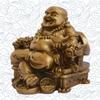 Addune Feng Shui Chinese Laughing Buddha Sitting on Dragon Chair Sculpture Handicrafts Resin Wealth Happy Lucky Statue for Home Decoration Gift (Resin, Gold) view 3