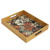 Indian Hand-Crafted Wooden Decoupage Black Floral Serving Tray, Decorative Tray for Kitchen Dining Room Table Office House-Warming Gift, Jewelry Organizer, Knick-Knack Breakfast Tray by INDIADECOR view 3