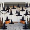 ZeeDix 24 Pcs Halloween Witch Hats Hanging Decor Indoor, Black Floating Witches Hat with 98 Ft Hanging Rope, Wizard Costume Accessories for Kids Outdoor Halloween Decorations for Home Yard Porch view 1