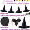 ZeeDix 12 Pcs Halloween Witch Hats Hanging Decor Indoor, Black Floating Witches Hat with 98 Ft Hanging Rope, Wizard Costume Accessories Outdoor Halloween Decorations for Home Yard Porch Ceiling view 2