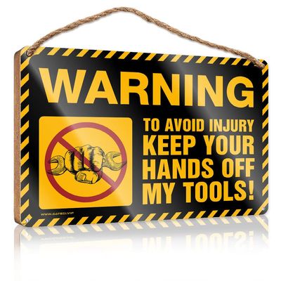 Winter Welcome Sign Warning to Avoid Injury Keep Your Hands Off My Tools ! Hanging Wooden Plaque Decoration Christmas Welcome Sign for Front Door ( Size : 20X30CM )